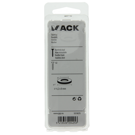 Mack 1019870 - sluitring inox a2 20 st m4 | 10 stuks