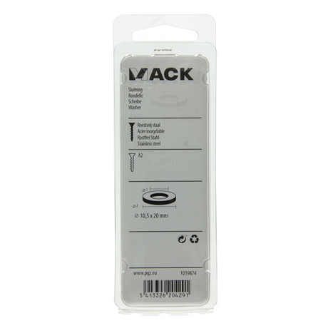 Mack 1019874 - sluitring inox a2 9 st m10 | 10 stuks