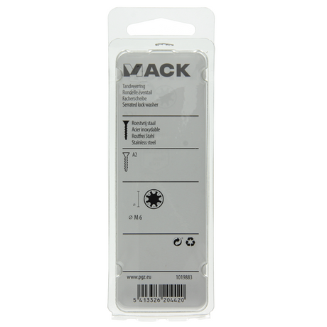 Mack 1019883 - tandveerring inox a2 10 st m6 | 10 stuks