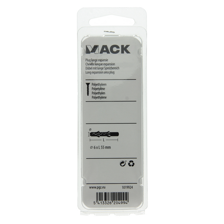 Mack 1019924 - plug lange expansie polyethyl 12 st 6 x 55 mm | 5 stuks