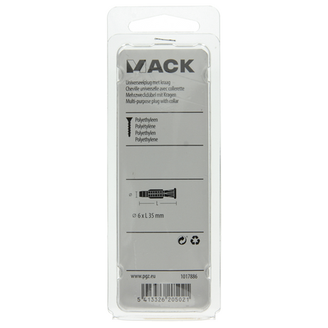 Mack 1017886 - universeelplug met kraag polyethyl.20st 6 x 35 mm | 5 stuks
