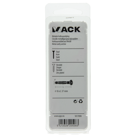 Mack 1017890 - metalen hollewandplug verzinkt4 st 8 x37 mm | 10 stuks