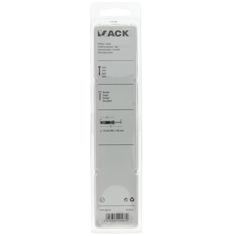 Mack 1019941 - keilbout met draadst. verzinkt2 st m8 x 140 mm | 5 stuks