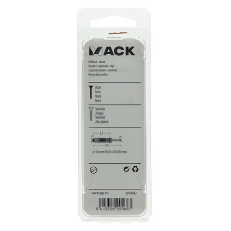 Mack 1019942 - keilbout met draadst. verzinkt2 st m10 x 80mm | 5 stuks