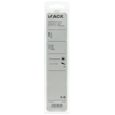 Mack 1019966 - beton raamschroef verzinkt vz kop 4 st 7,5 x 152 mm | 5 stuks