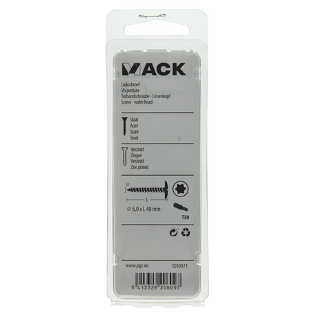 Mack 1019971 - luikschroef geel verzinkt 6,0 x 40 mm 9st | 5 stuks