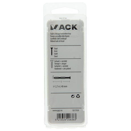 Mack 1017939 - stalen ribnagel vk st.gehard + verz 55st 2,7 x 40 mm | 5 stuks