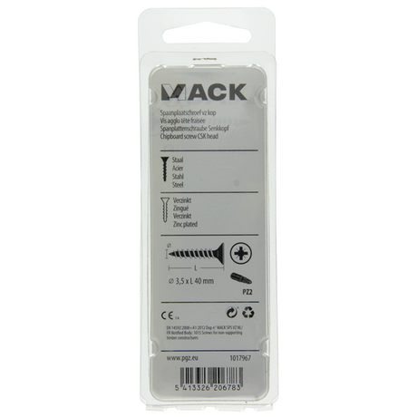 Mack 1017967 - spaanplaatschroef vz kop geelverz. 55st 3,5 x 40 mm | 5 stuks