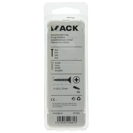 Mack 1017969 - spaanplaatschroef vz kop geelverz. 80st 4,0 x 20 mm | 5 stuks