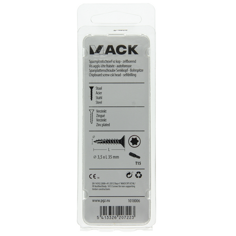 Mack 1018006 - spaanplschr.vzkop-zelfb. geelverz. 65 st 3,5 x 35 mm | 5 stuks