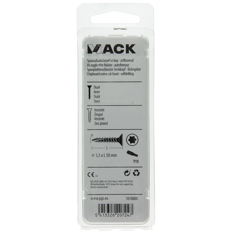 Mack 1018008 - spaanplschr.vzkop-zelfb. geelverz. 45 st 3,5 x 50 mm | 5 stuks