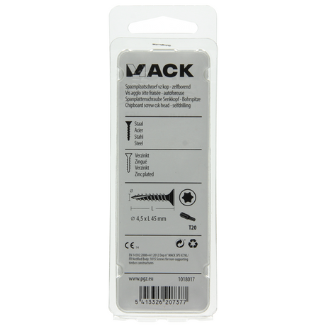 Mack 1018017 - spaanplschr.vzkop-zelfb. geelverz. 30 st 4,5 x 45 mm | 5 stuks