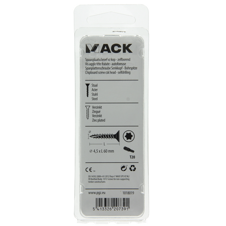 Mack 1018019 - spaanplschr.vzkop-zelfb. geelverz. 25 st 4,5 x 60 mm | 5 stuks