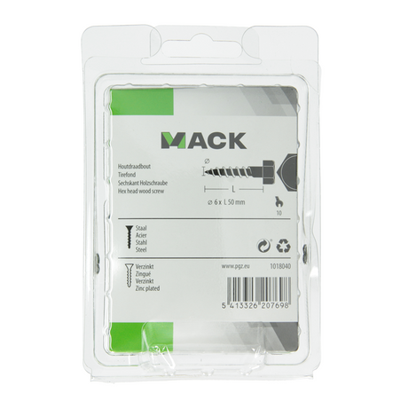 Mack 1018040 - houtdraadbout staal verzinkt 28 st 6 x 50 mm | 5 stuks