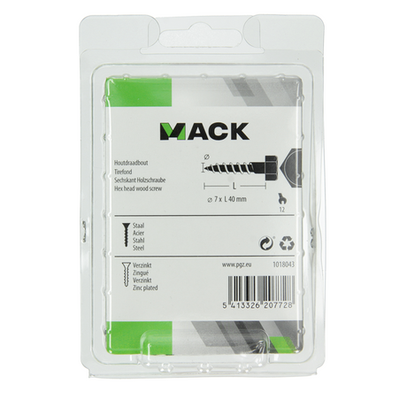 Mack 1018043 - houtdraadbout staal verzinkt 27 st 7 x 40 mm | 5 stuks