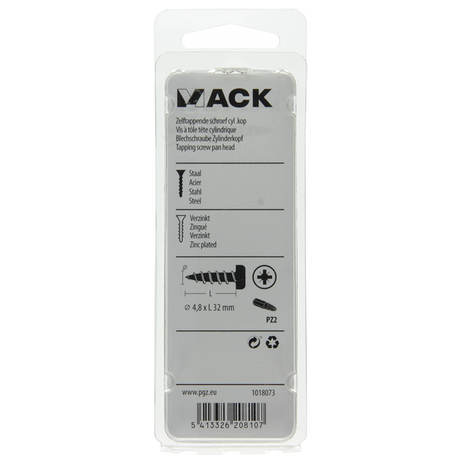 Mack 1018073 - zelftappende schroef cylkop verz. 28 st 4,8 x 32 mm | 5 stuks