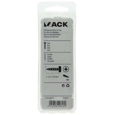 Mack 1018079 - zelftappende schroef cylkop verz. 17 st 5,5 x 38 mm | 5 stuks