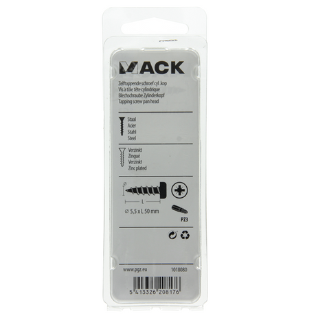 Mack 1018080 - zelftappende schroef cylkop verz. 13 st 5,5 x 50 mm | 5 stuks