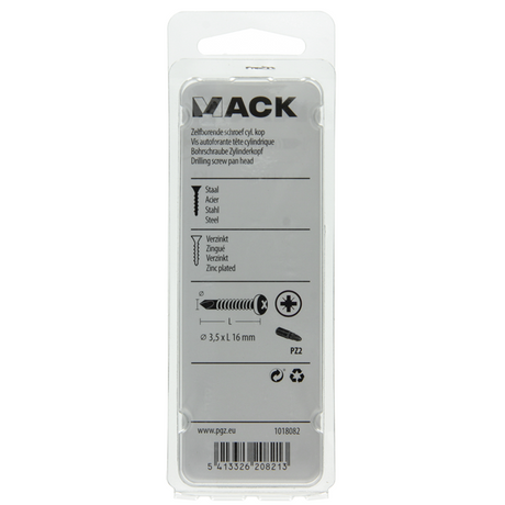Mack 1018082 - zelfborende schroef cylkop verz.105st 3,5 x 16 mm | 5 stuks