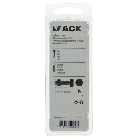 Mack 1018107 - tapbout + moer staal verzinkt 35 st m5 x 20 mm | 5 stuks