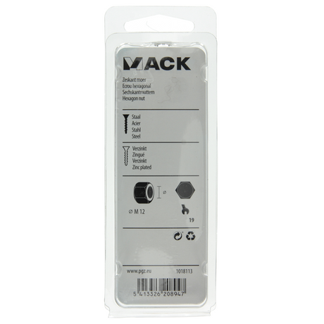 Mack 1018113 - zeskant moer staal verzinkt 12 st m 12 | 5 stuks