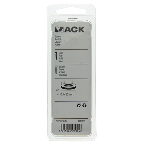 Mack 1018119 - sluitring staal verzinkt 50 st 10,5 x 20 mm | 5 stuks