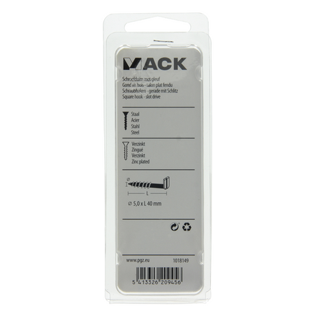 Mack 1018149 - schroefduim met gleuf verzinkt18 st 5,0 x 40 mm | 5 stuks