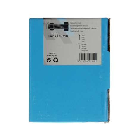 Mack 1020216 - tapbout + moer verzinkt 30 st m6 x 40 mm | 5 stuks