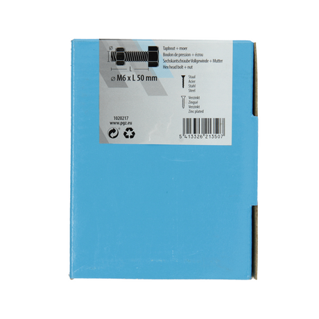 Mack 1020217 - tapbout + moer verzinkt 26 st m6 x 50 mm | 5 stuks