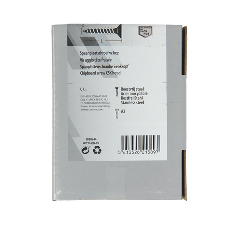 Mack 1020244 - spaanplaatschroef vz kop inox a2 100 st 5,0 x 40 mm | 2 stuks