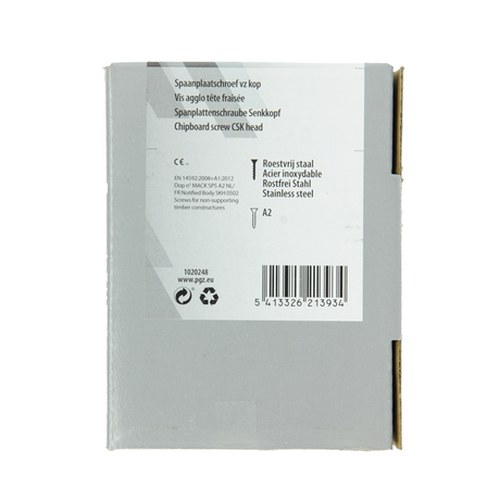 Mack 1020248 - spaanplaatschroef vz kop inox a2 50 st 5,0 x 80 mm | 2 stuks