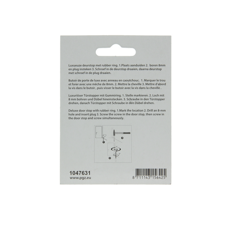 Mack 1047631 - deurstop cilindermodel inox look ø 20h30 mm 1 st pc | 6 stuks