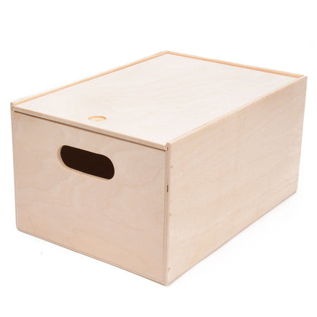 Small Foot Playwood – Holz-Aufbewahrungsbox mit Schiebedeckel, rechteckig, M – Spielzeugkiste