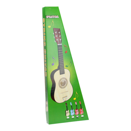 Playwood Kindergitarre – rosafarbenes Holzspielzeuginstrument mit 6 Saiten