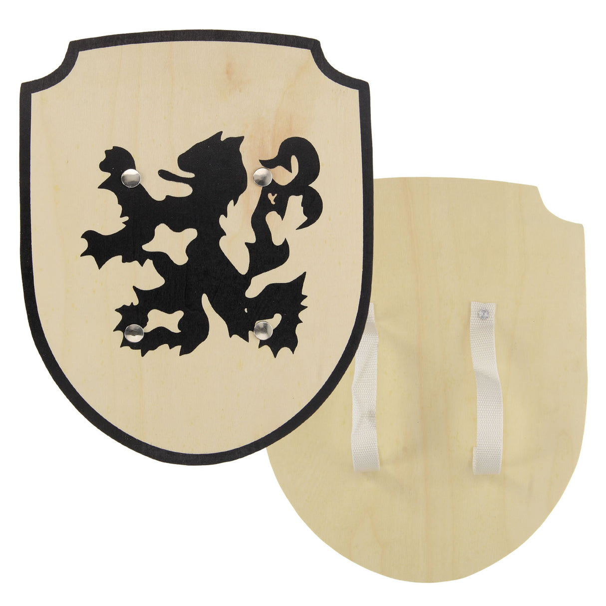 Playwood wooden shield lion with fabric handle