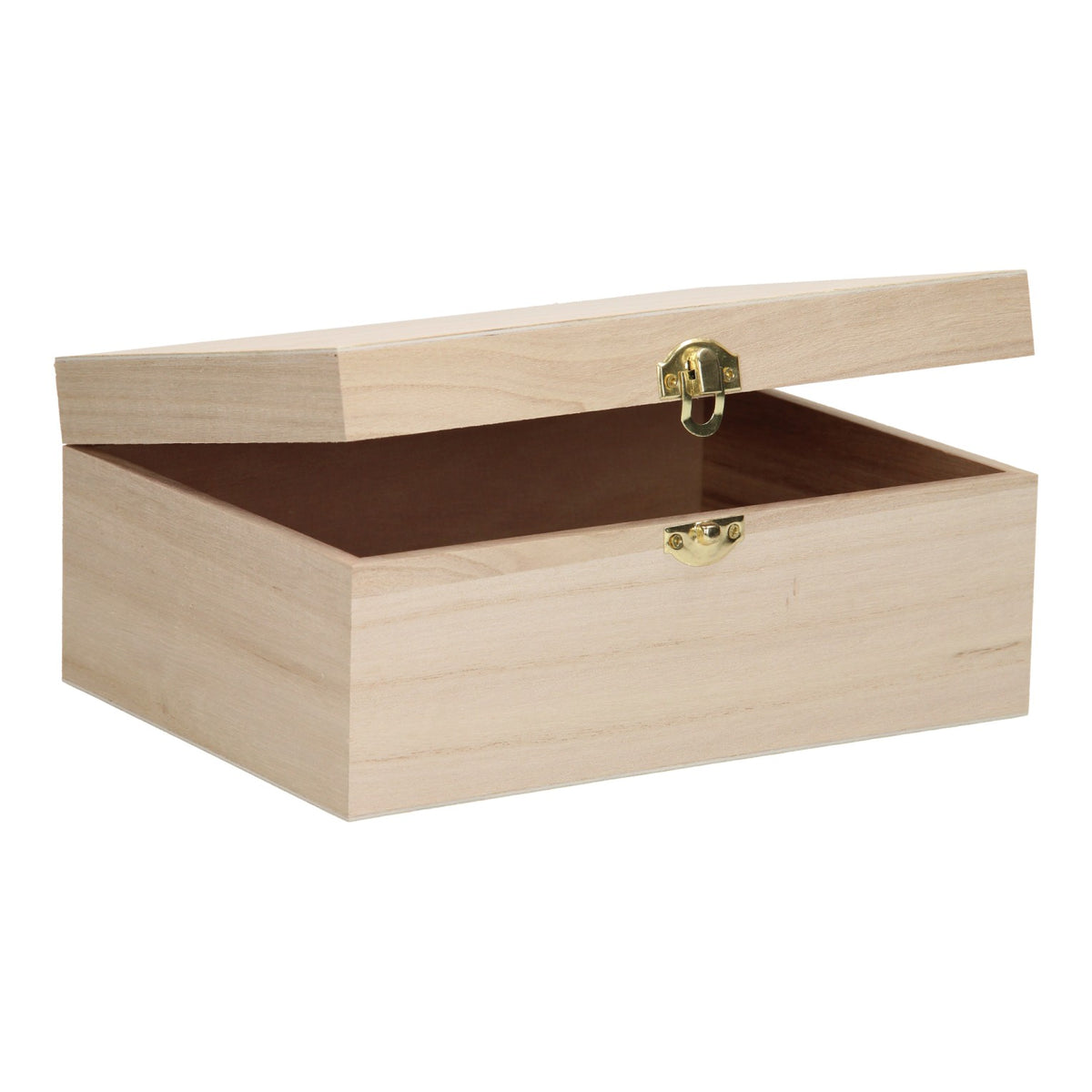 Markenlose Holzkiste im A5-Format – Klappdeckel – Schloss – Paulownia