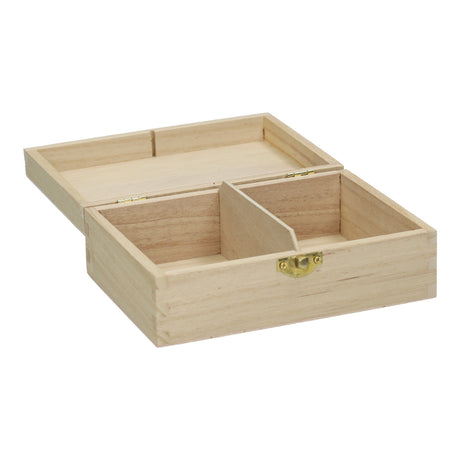 Playwood Aufbewahrungsbox aus Holz, Kartenbox mit Klappdeckel und 2 Fächern.