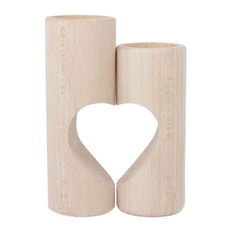 Playwood Holz Teelichthalter Herz Deko 2er Set natur.
