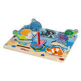 Playwood houten legpuzzel en visspel - 7st.