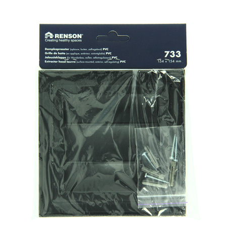 Renson 1069265 - opbouw dampkaprooster pvc 733 (154x154) str 9005 (zwart) | 2 stuks