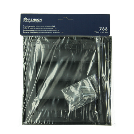 Renson 1069266 - opbouw dampkaprooster pvc 733 (187x187) str 9005 (zwart) | 2 stuks