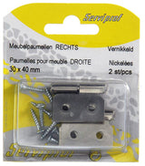 Mack 1013467 - 2 meubelpaumellen rechts vernikkeld h 30 x b 40 mm | 5 stuks