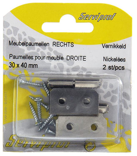 Mack 1013467 - 2 meubelpaumellen rechts vernikkeld h 30 x b 40 mm | 5 stuks