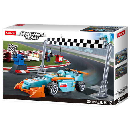 Sluban Racing Team Small Circuit Bauspielzeug für Kinder ab 6 Jahren – Konstruktionsspielzeug-Baukasten mit 210 Bausteinen – M38-B0762
