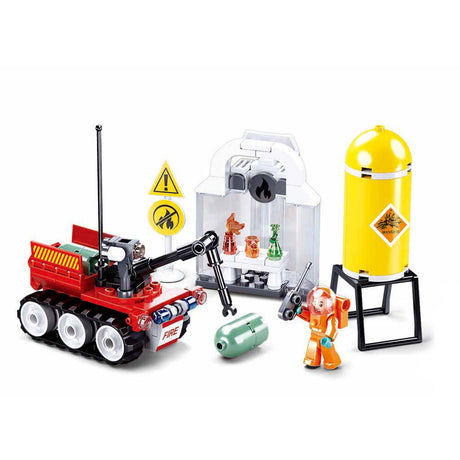 Sluban Feuerwehrroboter Drill Konstruktionsspielzeug für Kinder ab 6 Jahren – Konstruktionsspielzeug Modellbau Feuerwehrroboter – Baukasten mit 130 Bausteinen und 1 Minifigur – M38-B0963