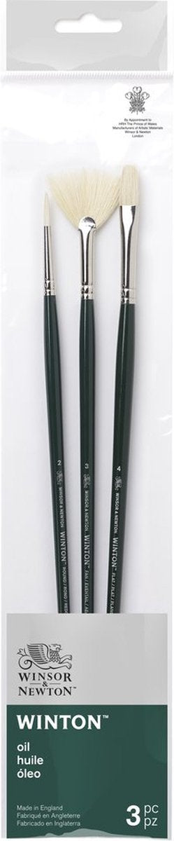 Winsor newton winton penseel lange steel set van 3 v.3