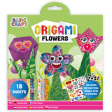 Origami-Set mit Blumen und Tieren, 18 Stück + Aufkleber