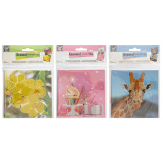Diamond Painting Kartenset 13x13 cm 2 Stück 3 sortiert | 6 Stück
