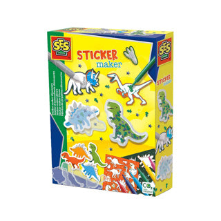 Ses creative ses – Aufkleberhersteller – Dinos – Shaker-Aufkleber und normale Dino-Aufkleber – selbst ausmalen – inklusive Marker, Pailletten und Glitzerkleber – Basteln für Jungen – Dinosaurierspielzeug