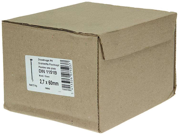1015642 - doos 5 kg. nagels platte kop 2,7x60 mm | 2 stuks